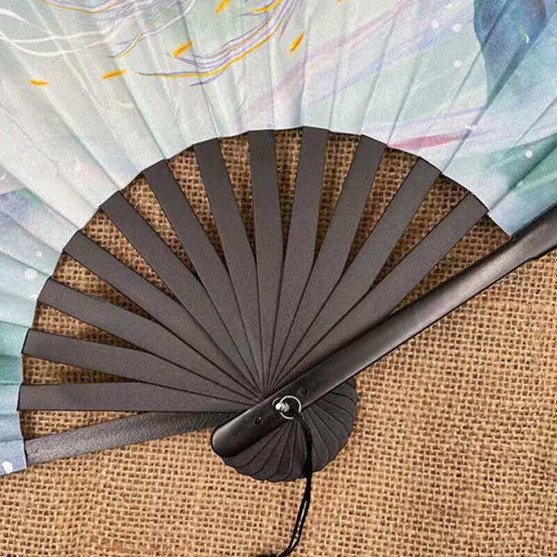 Retro drak skladací ventilátor v národnom štýle muž žena hanfu retro prenosný odolný obojstranný vzor hodvábny ventilátor 8 palcov