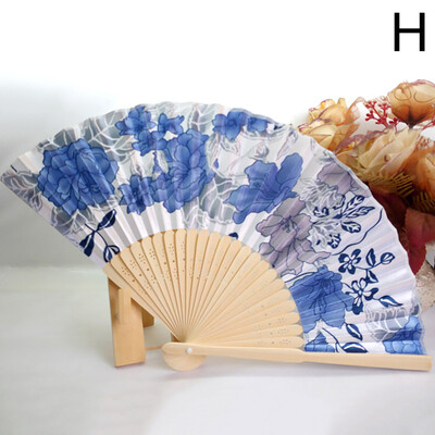 Japoniško stiliaus šilko sulankstoma vėduoklė šokių rankinė vėduoklė, vintažinė gėlėmis marginta bambuko nuotraukų rekvizitai Vestuvių vakarėlio meno dovanos
