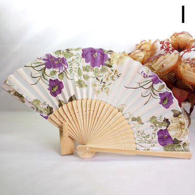 Japoniško stiliaus šilko sulankstoma vėduoklė šokių rankinė vėduoklė, vintažinė gėlėmis marginta bambuko nuotraukų rekvizitai Vestuvių vakarėlio meno dovanos