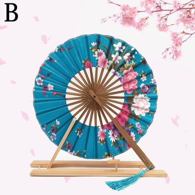 Új japán stílusú Sakura virág zseb összecsukható kézi ventilátor kerek, kör alakú esküvői parti dekoráció ajándék bambusz szélmalom ventilátor lakberendezés