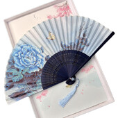 Kínai stílusú klasszikus bambuszlegyező bazsarózsa mintás összecsukható legyezők Kézműves lakberendezési tárgyak tánclegyezők ősi stílusú vintage festmények legyezők ajándék