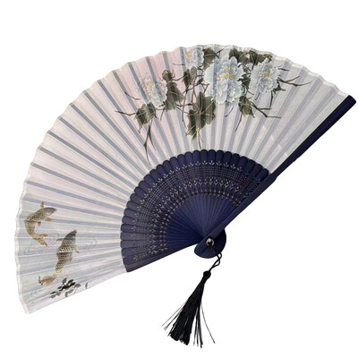 Kínai stílusú klasszikus bambuszlegyező bazsarózsa mintás összecsukható legyezők Kézműves lakberendezési tárgyak tánclegyezők ősi stílusú vintage festmények legyezők ajándék