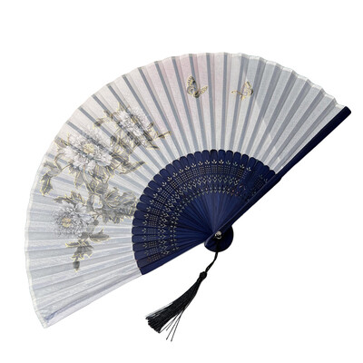 Kínai stílusú klasszikus bambuszlegyező bazsarózsa mintás összecsukható legyezők Kézműves lakberendezési tárgyak tánclegyezők ősi stílusú vintage festmények legyezők ajándék