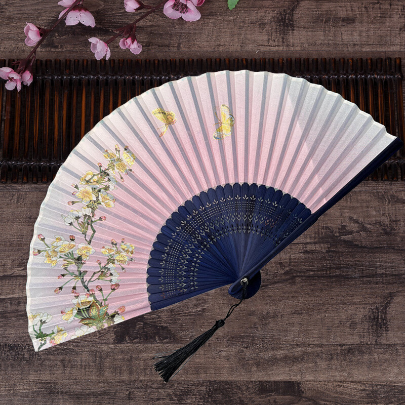Kínai stílusú klasszikus bambuszlegyező bazsarózsa mintás összecsukható legyezők Kézműves lakberendezési tárgyak tánclegyezők ősi stílusú vintage festmények legyezők ajándék