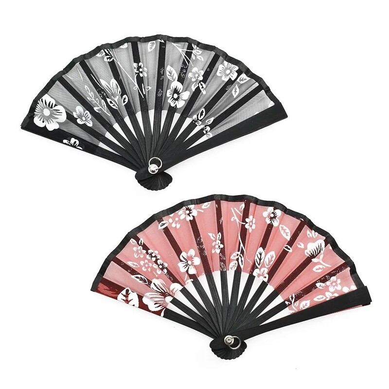 8cm mini hodvábny červený čierny ventilátor DIY ručne vyrobený domček pre bábiky na stenu, zavesný ventilátor, dekorácia, doplnky, detské hračky