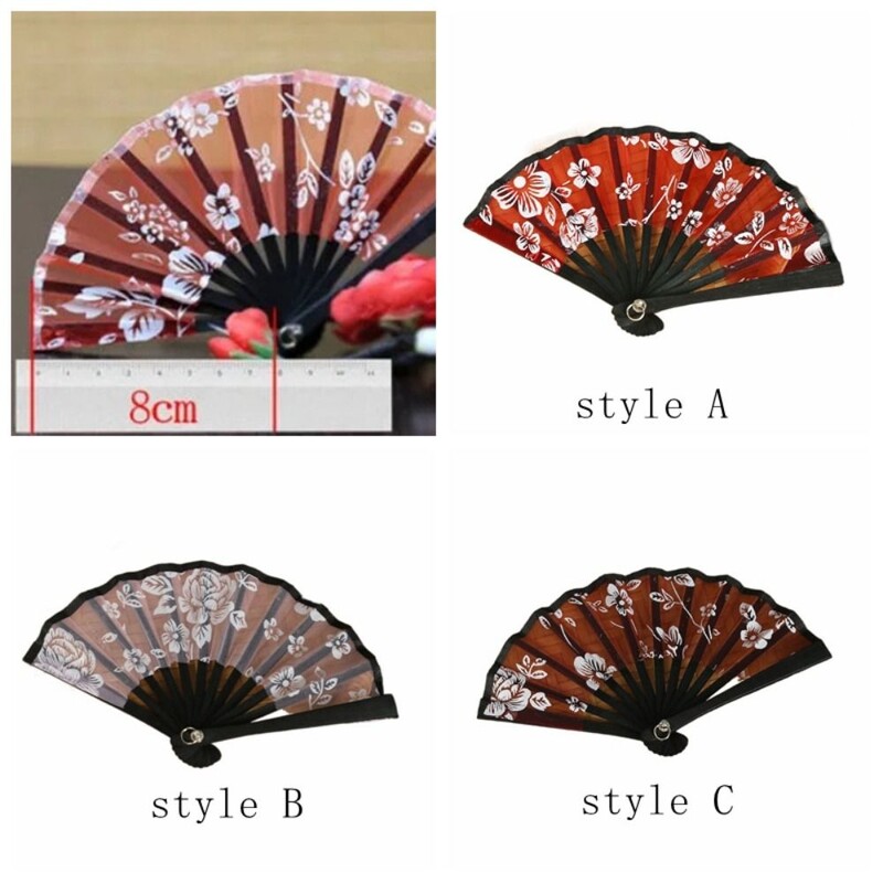 8cm mini hodvábny červený čierny ventilátor DIY ručne vyrobený domček pre bábiky na stenu, zavesný ventilátor, dekorácia, doplnky, detské hračky