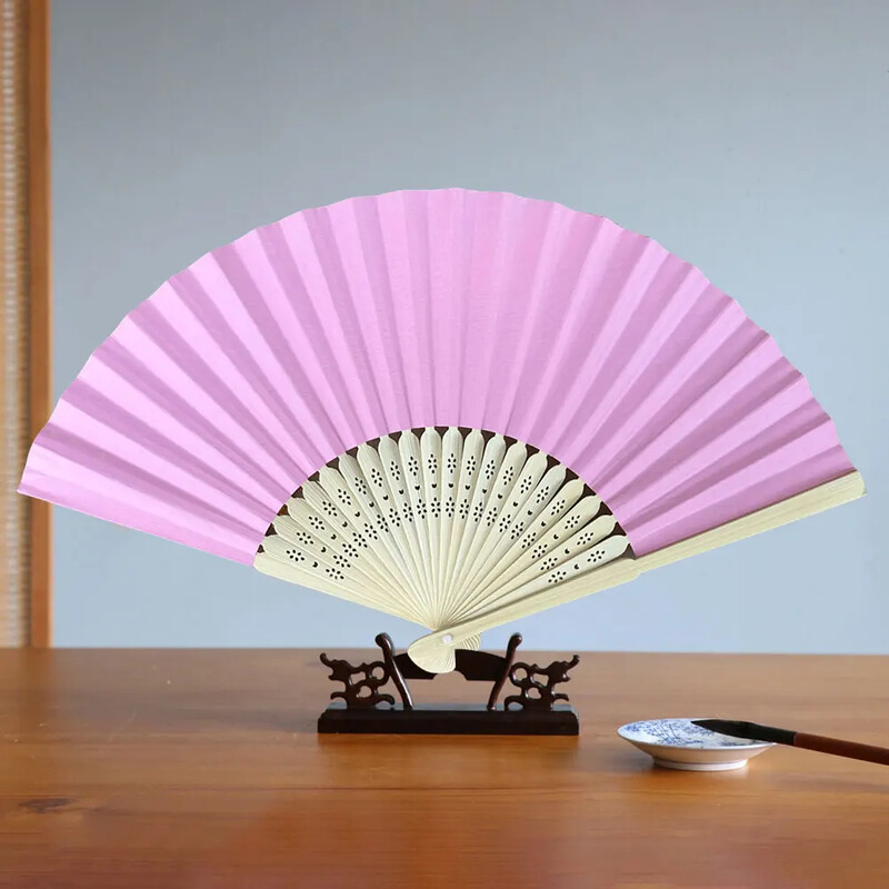 Baltas rožinis popierius iš bambuko sulankstomas rankų ventiliatorius Vestuvių asmeniniams poreikiams pritaikytos vėduoklės Vakarėlio dekoras Meniniai amatai Kinų šokių vėduoklė „Pasidaryk pats“ sulankstoma vėduoklė 2024 m.