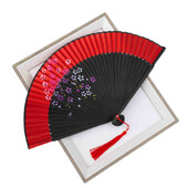 2024 Vintage čínsky štýl Ručný skladací ventilátor Čisté farby Tanečná svadobná dekorácia Elegantné drevené domáce párty rekvizity Vlastné predstavenie
