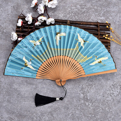 1ks Vintage Ruihe Tu dámsky skladací ventilátor Qipao Hanfu nesúci nový čínsky štýl Detský starodávny štýl skladací ventilátor Xianhe Xia