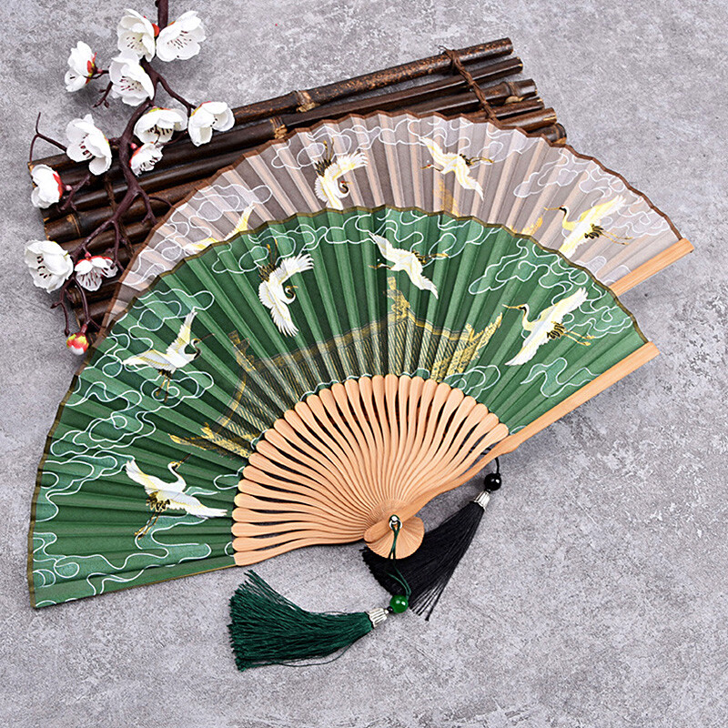 1ks Vintage Ruihe Tu dámsky skladací ventilátor Qipao Hanfu nesúci nový čínsky štýl Detský starodávny štýl skladací ventilátor Xianhe Xia