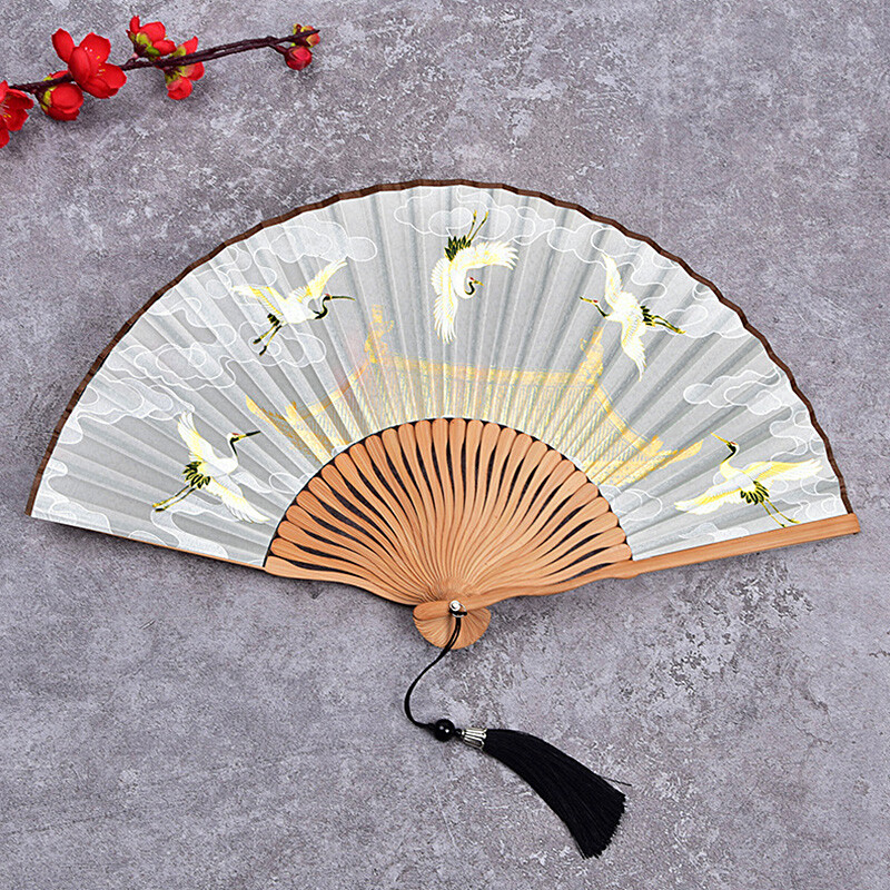1ks Vintage Ruihe Tu dámsky skladací ventilátor Qipao Hanfu nesúci nový čínsky štýl Detský starodávny štýl skladací ventilátor Xianhe Xia