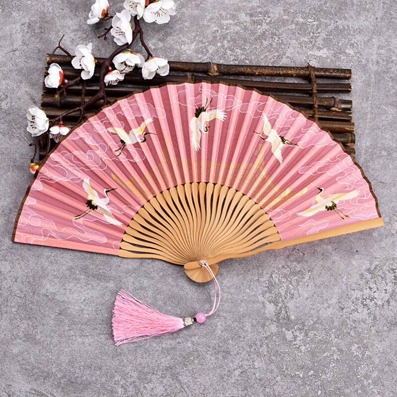 1ks Vintage Ruihe Tu dámsky skladací ventilátor Qipao Hanfu nesúci nový čínsky štýl Detský starodávny štýl skladací ventilátor Xianhe Xia