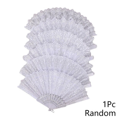 Evantai pliabil din dantelă albă de nuntă din plastic, nuntă, cosplay, petrecere, evantai decorative pentru acasă, stil antic, decorație pentru evantai de mână