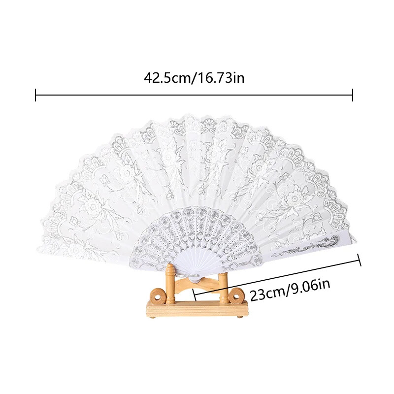 Evantai pliabil din dantelă albă de nuntă din plastic, nuntă, cosplay, petrecere, evantai decorative pentru acasă, stil antic, decorație pentru evantai de mână