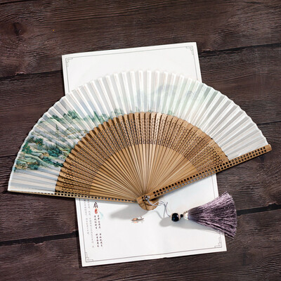 Čínsky štýl kvetinový potlačený skladací ventilátor Vintage ručný ventilátor pre ženy Elegantný párty tanečný ventilátor Svadobný darček Domáce dekorácie Ozdoby