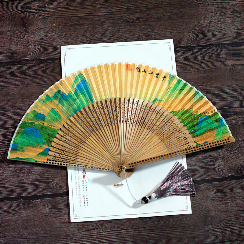 Čínsky štýl kvetinový potlačený skladací ventilátor Vintage ručný ventilátor pre ženy Elegantný párty tanečný ventilátor Svadobný darček Domáce dekorácie Ozdoby