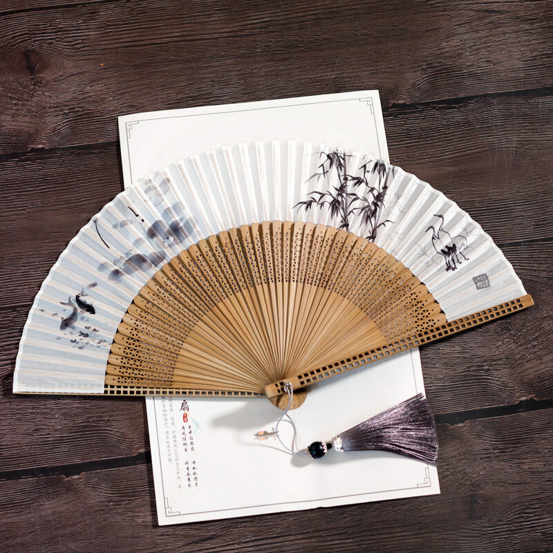Čínsky štýl kvetinový potlačený skladací ventilátor Vintage ručný ventilátor pre ženy Elegantný párty tanečný ventilátor Svadobný darček Domáce dekorácie Ozdoby