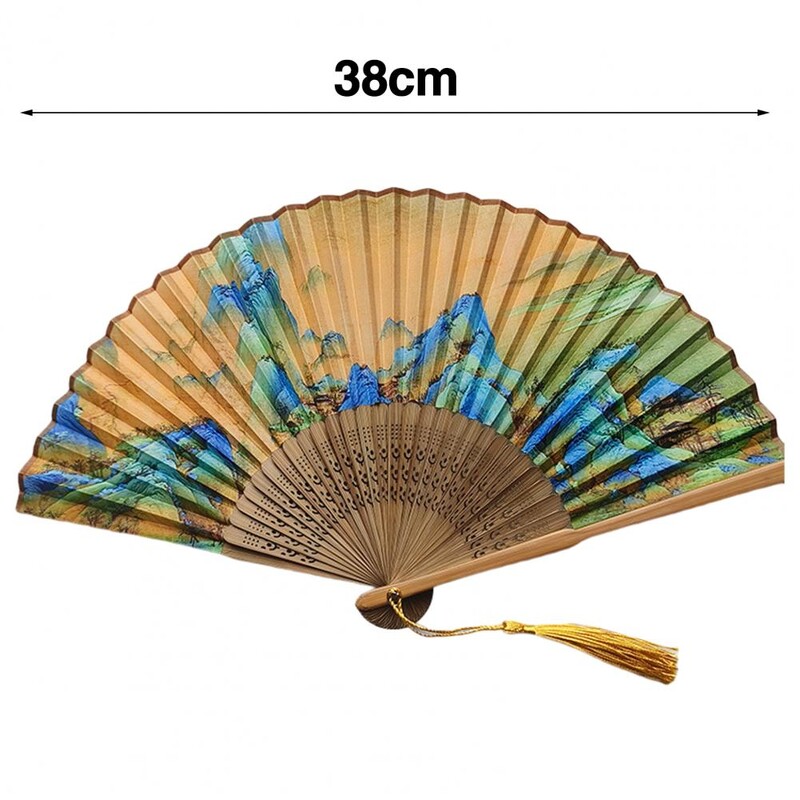 Letný ventilátor Ľahký ventilátor Prenosný ručný bambusový ventilátor so strapcami Ľahké skladacie ventilátory na použitie Predstavenia pre ženy