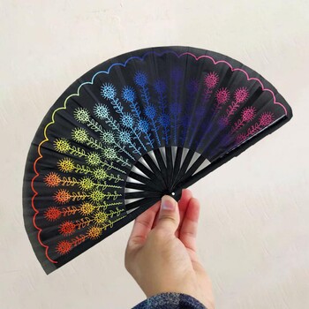 Folding Fan Floral Leopard Starry Sky Print Χορός Κομψά πάρτι χειρός Φεστιβάλ Παράσταση Μοναδικό Δώρο για Φεστιβάλ