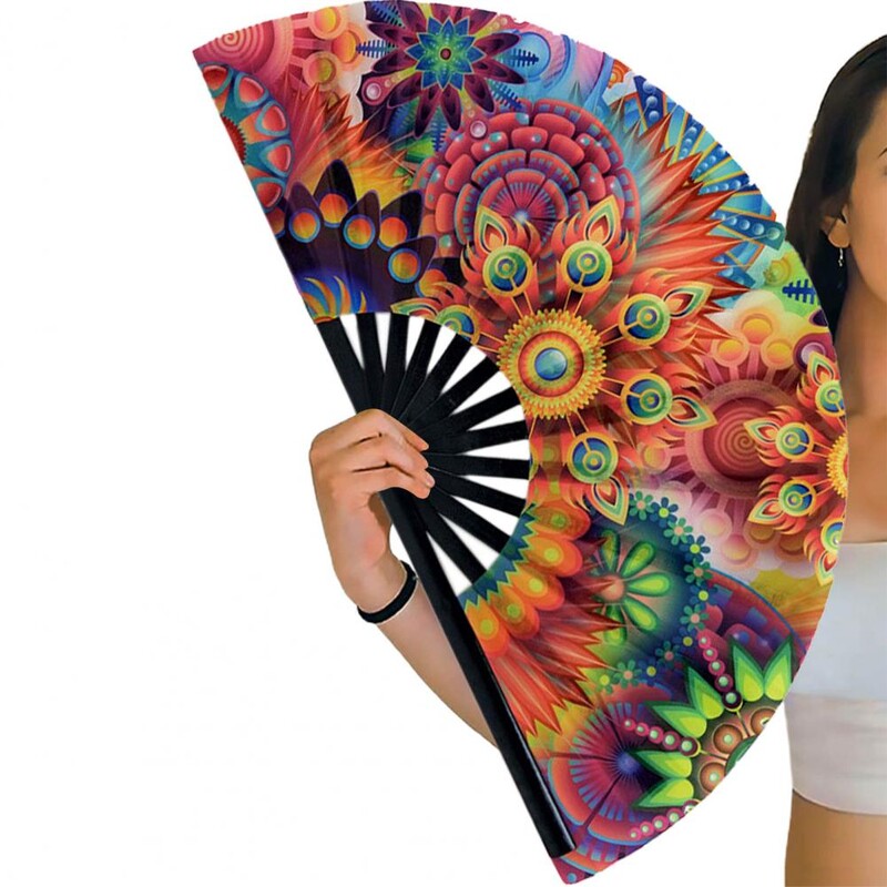 Folding Fan Floral Leopard Starry Sky Print Χορός Κομψά πάρτι χειρός Φεστιβάλ Παράσταση Μοναδικό Δώρο για Φεστιβάλ