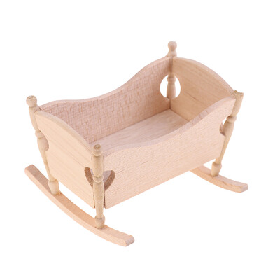 1:12 Κουκλόσπιτο Μινιατούρα Ξύλινη Κάρτα Μωρού Κρεβάτι Προσποιητό Παίξτε Διακόσμηση επίπλων