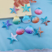 10 τμχ Magic Color Shell Starfish Resin Charms Cabochon Jewelry Making DIY κρεμαστά σκουλαρίκια Αξεσουάρ βραχιόλι μπρελόκ