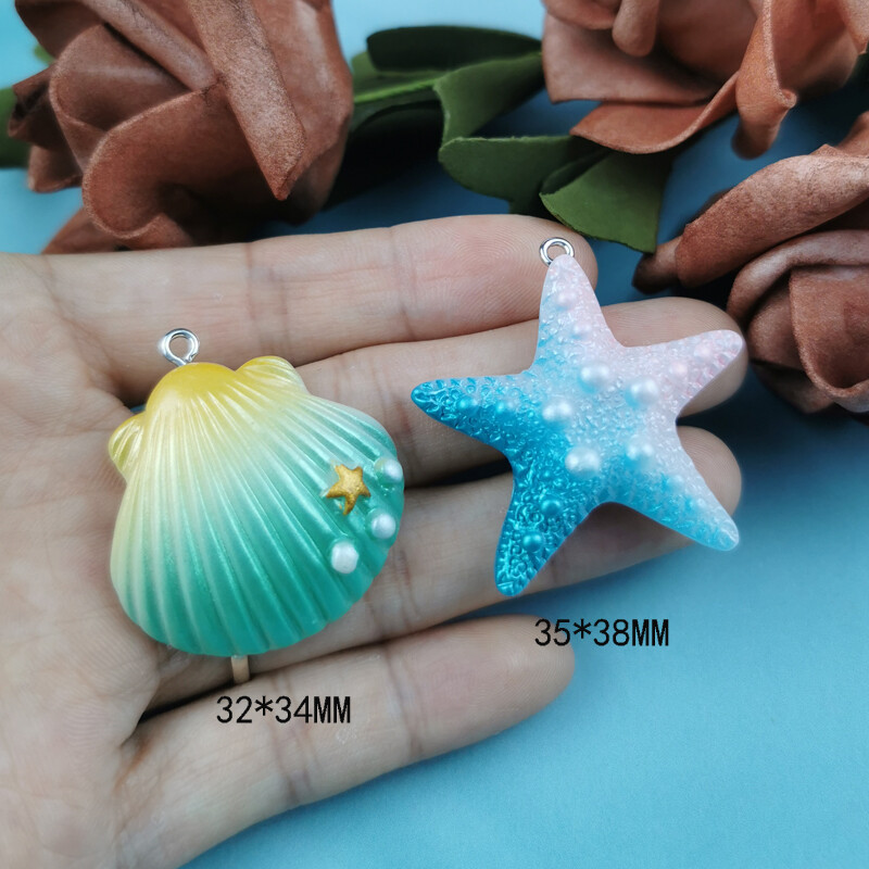10 bucăți Magic Color Shell Starfish Rașină Brelocuri Cabochon Fabricare de bijuterii DIY Cercei pandantiv Breloc Brățară Accesorii
