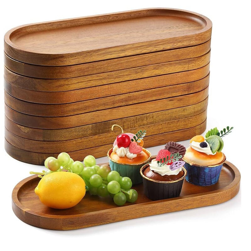 Drevený servírovací tanier, drevený dezertný tanier na sushi, dekoratívny moderný podnos na jedlo, raňajkový podnos na kuchynskú dosku, domáci bar