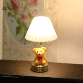 1:12 Dollhouse Miniatúrne LED Svetlo Roztomilý Medvedík Stolová Lampa Domáce Osvetlenie Model Nábytok Dekor Hračka Domček pre bábiky Príslušenstvo