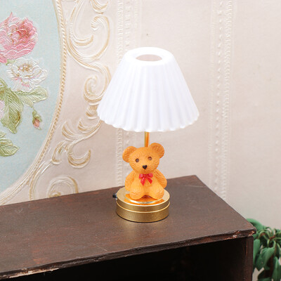 1:12 Dollhouse Miniatúrne LED Svetlo Roztomilý Medvedík Stolová Lampa Domáce Osvetlenie Model Nábytok Dekor Hračka Domček pre bábiky Príslušenstvo