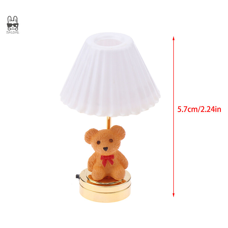 1:12 Dollhouse Miniatúrne LED Svetlo Roztomilý Medvedík Stolová Lampa Domáce Osvetlenie Model Nábytok Dekor Hračka Domček pre bábiky Príslušenstvo