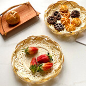 Rankų austas bambuko padėklas serviravimo krepšelių padėklai Sodybos maisto laikymo lėkštė Austa duonos krepšelis kavos stalui namų dekoravimui