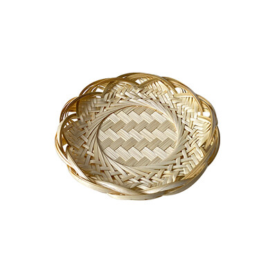 Rankų austas bambuko padėklas serviravimo krepšelių padėklai Sodybos maisto laikymo lėkštė Austa duonos krepšelis kavos stalui namų dekoravimui