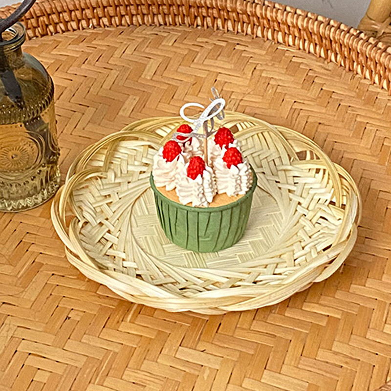 Rankų austas bambuko padėklas serviravimo krepšelių padėklai Sodybos maisto laikymo lėkštė Austa duonos krepšelis kavos stalui namų dekoravimui
