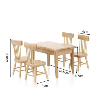 1/12 Miniature Dollhouse Furniture Ξύλινο Τραπέζι και Καρέκλα Τραπεζαρίας Pretend Play Simulation Furniture Toys