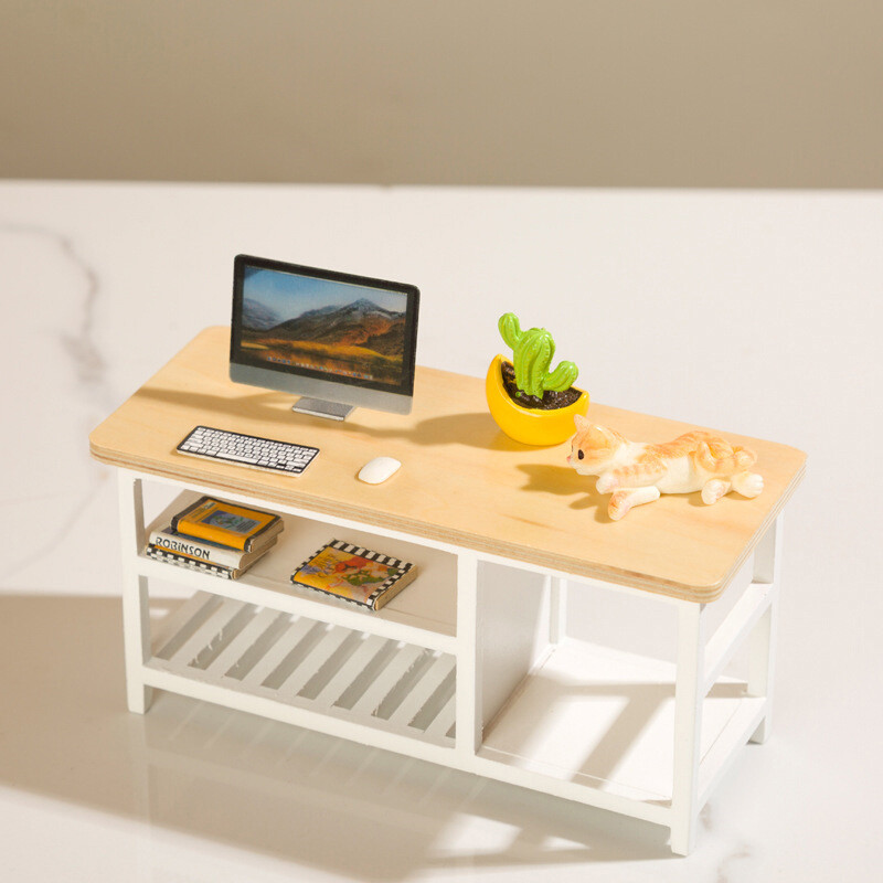 1:12 Miniatúrny nábytok do domčeka pre bábiky, konferenčný stolík, počítačový stôl, model domčeka pre bábiky, obývačka, kuchyňa, voľný čas, stôl