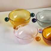 4,5 colio ledų dubuo su rankenėle stiklinis indas jogurtui japoniškam dubeniui spalvingas stiklinis indai sriubos dubuo karščiui atsparus stiklas