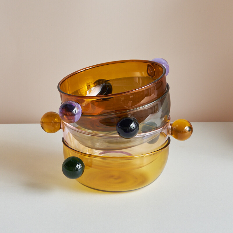 4,5 colio ledų dubuo su rankenėle stiklinis indas jogurtui japoniškam dubeniui spalvingas stiklinis indai sriubos dubuo karščiui atsparus stiklas