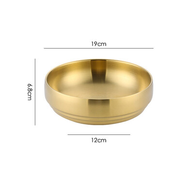 Koreai stílusú 304 rozsdamentes acél kétrétegű hideg tésztatál arany ezüst rizstál nagy levesestál