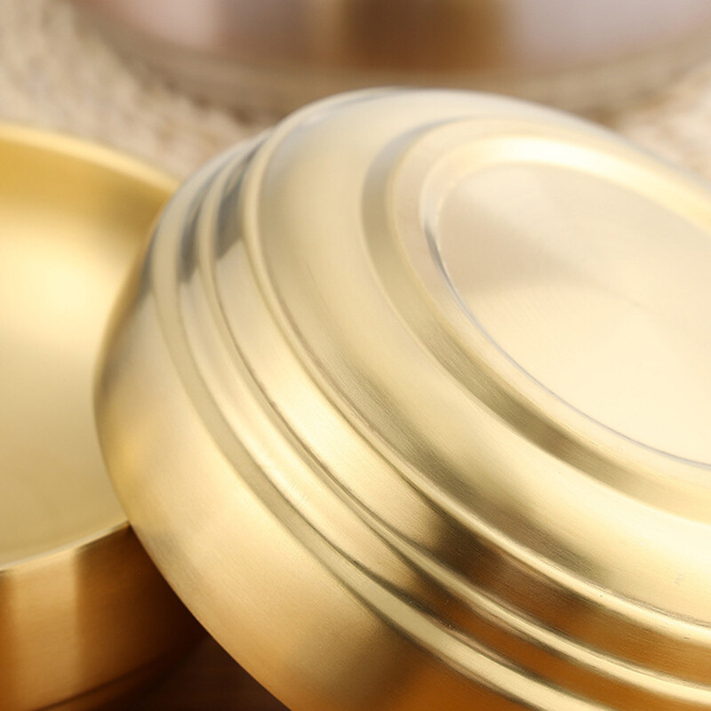 Koreai stílusú 304 rozsdamentes acél kétrétegű hideg tésztatál arany ezüst rizstál nagy levesestál