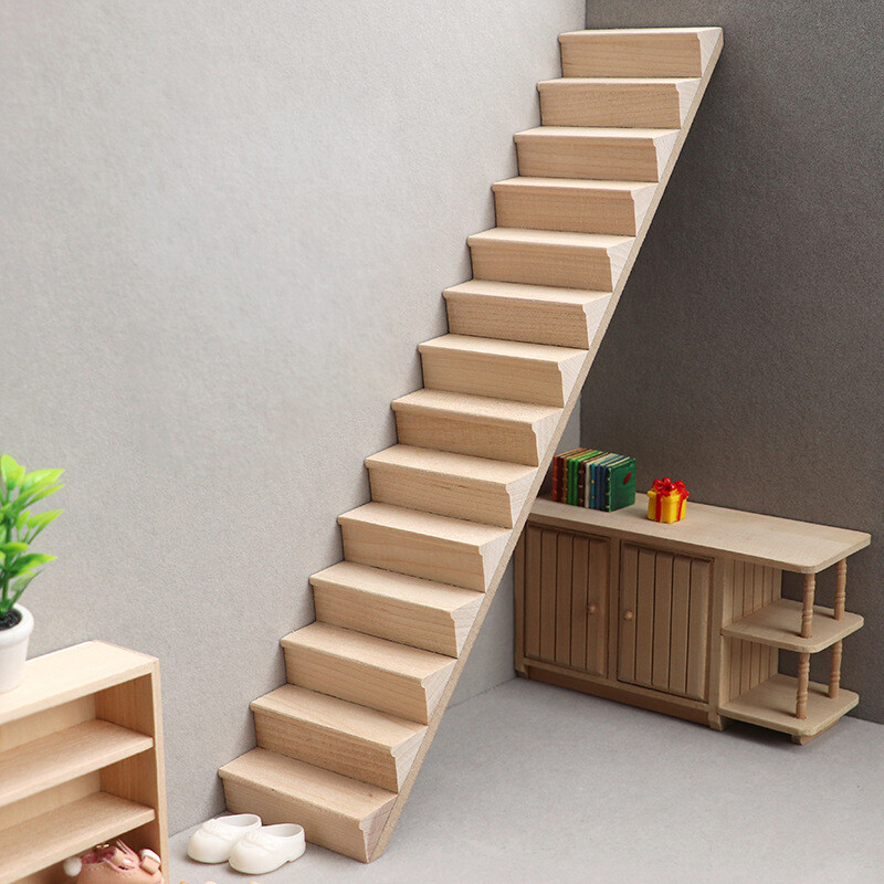 1 ks 1:12 Domček pre bábiky Miniatúrne schodisko Mini bez zábradlia Schody Nábytok Model Dekor Hračka Domček pre bábiky Príslušenstvo