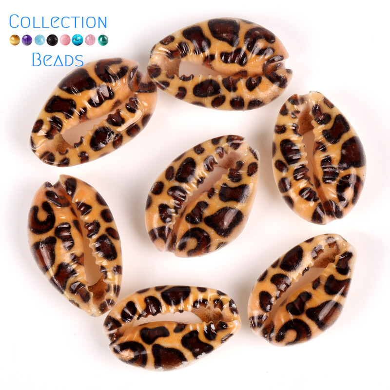 10-20mm Φυσικό Καφέ Λεοπάρ Κοχύλι Cowrie Conch Loose Spacer Beads Beach DIY for Jewelry Making Sea Shells βραχιόλι 10τμχ