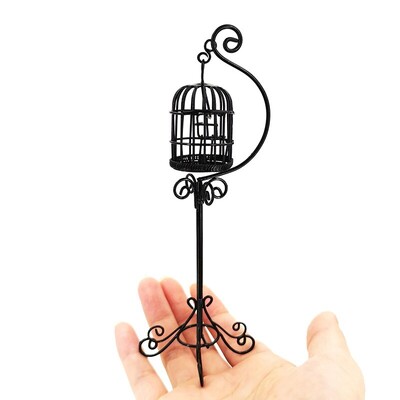 1:12 Kućica za lutke Minijaturni namještaj Mini metalni stalak za kavez za ptice Birdcage Modle Igračke za uređenje kuće za lutke Ukras za dvorište