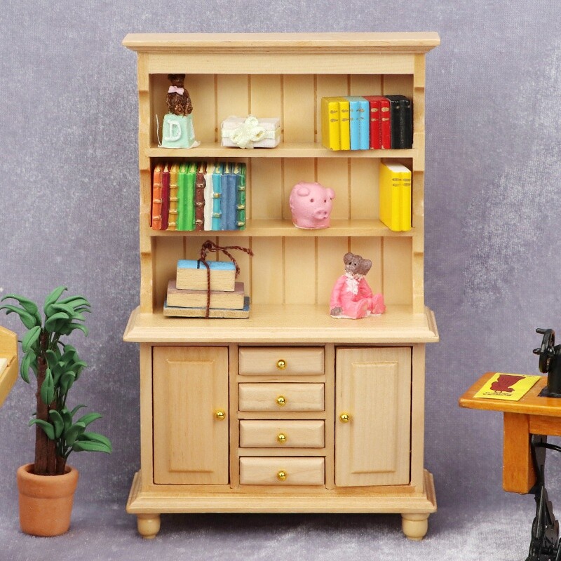 1:12 Miniatúrny nábytok Drevený stôl Stôl Skrinka Skriňa Knižnica Polica Príslušenstvo pre domček pre bábiky Dekorácia domčeka pre bábiky