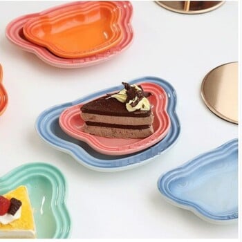 Френска керамична чиния с мечка Instagram Wind Dinner Plate Cartoon Enamel Macaron Gradient Nordic Dipping Material Домакински