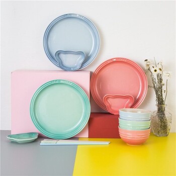 Френска керамична чиния с мечка Instagram Wind Dinner Plate Cartoon Enamel Macaron Gradient Nordic Dipping Material Домакински