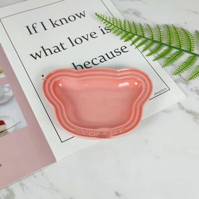 Γαλλικό κεραμικό πιάτο αρκούδας Instagram Wind Dinner Plate Cartoon Σμάλτο Macaron Gradient Nordic Dipping Material Household