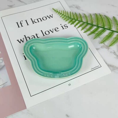 Γαλλικό κεραμικό πιάτο αρκούδας Instagram Wind Dinner Plate Cartoon Σμάλτο Macaron Gradient Nordic Dipping Material Household