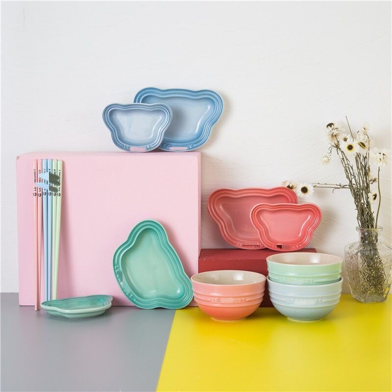 Γαλλικό κεραμικό πιάτο αρκούδας Instagram Wind Dinner Plate Cartoon Σμάλτο Macaron Gradient Nordic Dipping Material Household