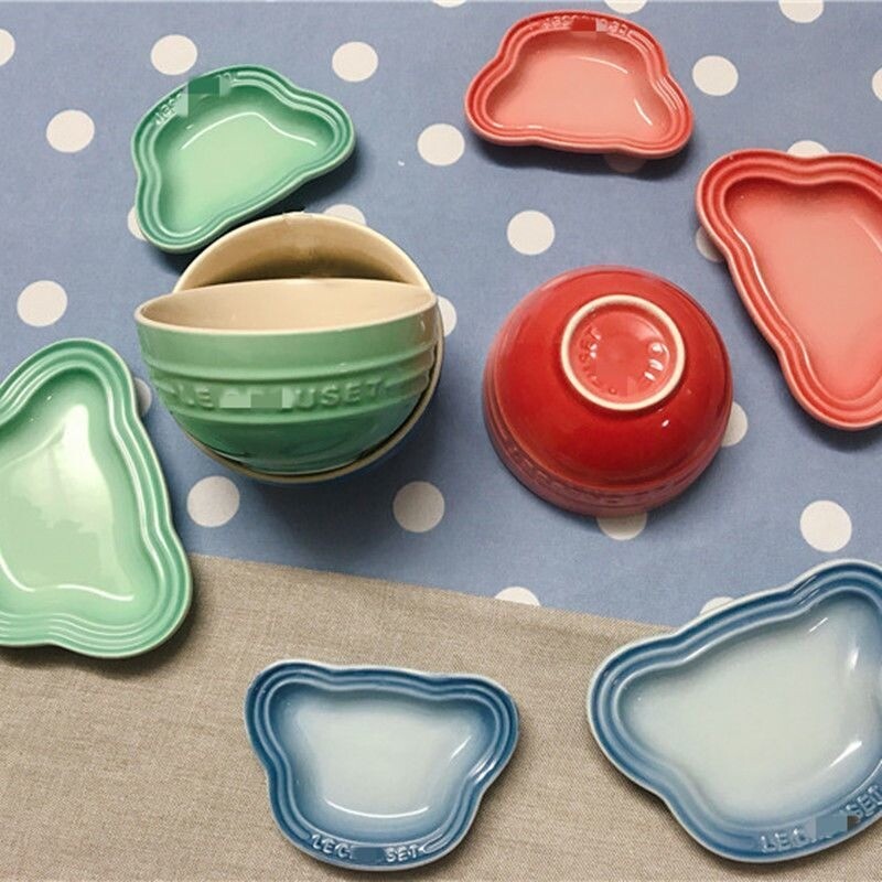 Γαλλικό κεραμικό πιάτο αρκούδας Instagram Wind Dinner Plate Cartoon Σμάλτο Macaron Gradient Nordic Dipping Material Household